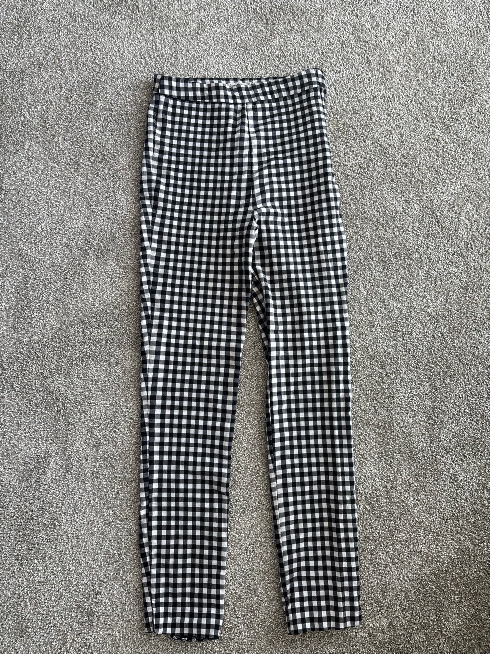 stradivarius Black and White Gingham Skinny Pants